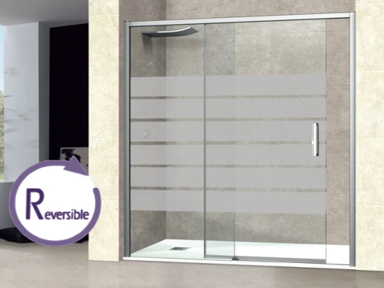 Paroi de douche coulissante, Largeur 95 à 181 cm, Hauteur 195 cm, verre sérigraphie semi opaque, sécurité et traité anti-calcaire STOCK DISPONIBLE livraison offerte et rapide.